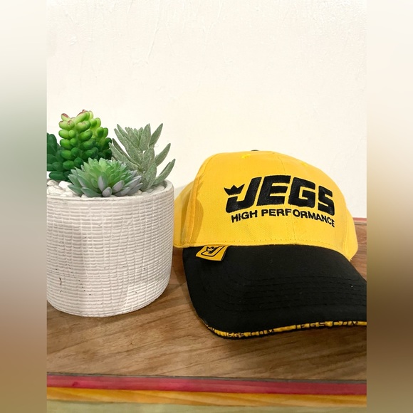JEGS High Performance Racing Hat Cap Yellow & Black One Size Adjustable - Picture 1 of 9
